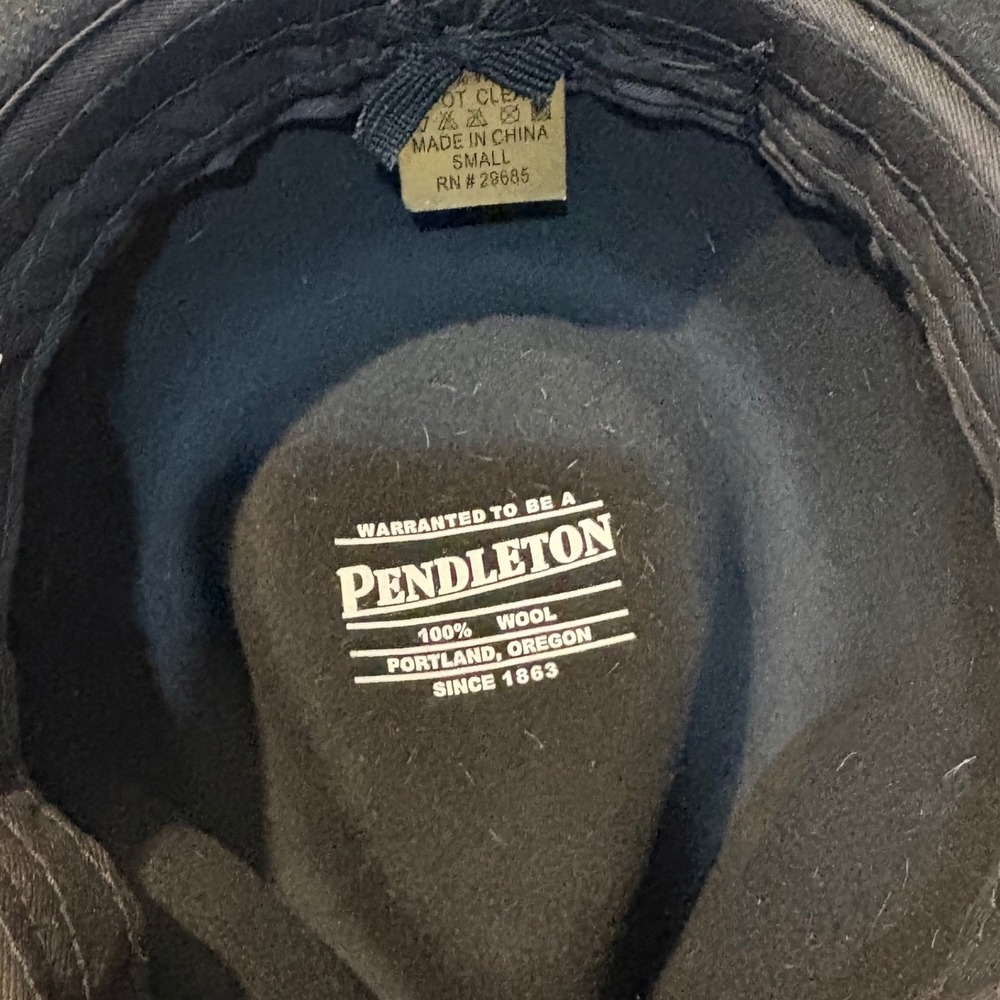 Pendleton Black Wool Fedora Hat Small Leather Ban… - image 3